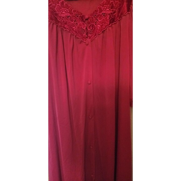 Lorraine Pink Lace Trim Embroidered Short Sleeve Breezy Classic Nightgown  Sz L - Picture 3 of 7